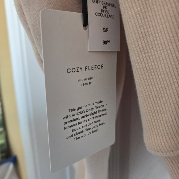 Aritzia TNA Cozy Sweatfleece Boyfriend Boxy Zip Hoodie In Seashell Pink Size S - Picture 6 of 15